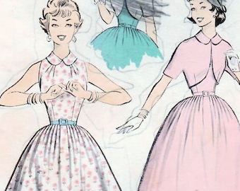 1950s Advance 7088 UNUSED Vintage Sewing Pattern Teen Full Skirt Dress, Sleeveless Dress, Bolero Size 12 Bust 30