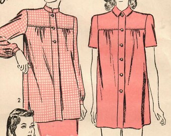 1940s Advance 3986 Vintage Sewing Pattern Misses Smock, Sleep Shirt, Tunic Top, Beach Coat Size 12 Bust 30