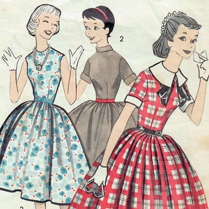 1950s Advance 8536 Vintage Sewing Pattern Full Skirt Dress, One Piece Dress, Fitted Dress Subteen Size 12s