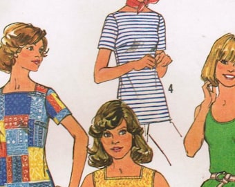 des années 1970 simplicity 7533 Vintage Sewing Pattern Misses haut, Top sans manches haut, manches courtes, taille 10 buste 32-1/2