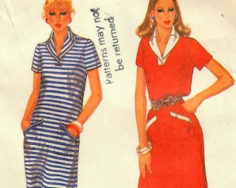 1980s McCall's 7121 UNCUT Vintage Sewing Pattern Misses Pullover Dress, Chemise Size 10 Bust 32-1/2