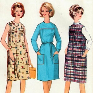 May include: A vintage sewing pattern for a dress, featuring three different styles. The pattern is for size 16, bust 36. The pattern is called Simplicity Printed Pattern 60c.