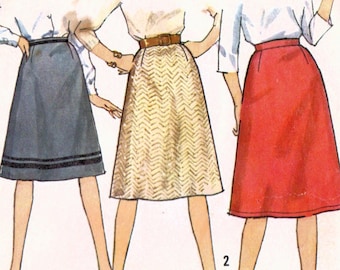 1960s Simplicity 4466 Vintage Sewing Pattern Misses Proportioned A-line Skirt Size W25, W26, W28