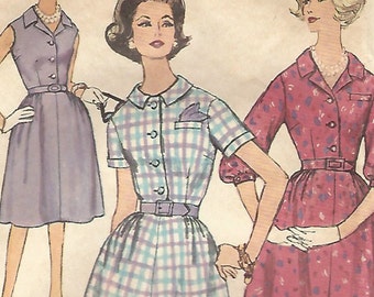 1960s Simplicity 4003 Vintage Sewing Pattern Misses Half Size Shirtwaist Dress Size Bust 33, Bust 35, Bust 37, Bust 41