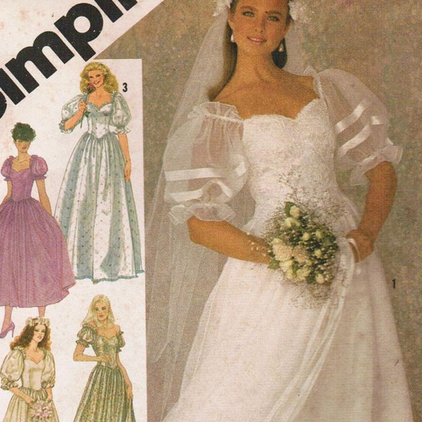 1980s Simplicity 6241 UNCUT Vintage Sewing Pattern Misses Bridal Dress, Wedding Gown Size Bust 31-1/2, Size Bust 32-1/2, Size Bust 34