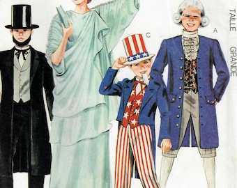 1980s McCall's 3813 UNCUT Vintage Sewing Pattern Costumes Lincoln, Statue of Liberty, Uncle Sam, Washington Adult Size Large, Size Medium