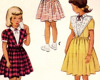 1950s McCall 8361 Vintage Sewing Pattern Child's Full Skirt Dress, Party Dress Size 6, Size 8