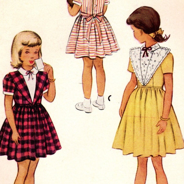 1950s McCall 8361 Vintage Sewing Pattern Child's Full Skirt Dress, Party Dress Size 6, Size 8