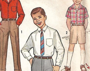 1960s Simplicity 3610 Vintage Sewing Pattern Boys Shirt, Long Pants, Shorts Size 4