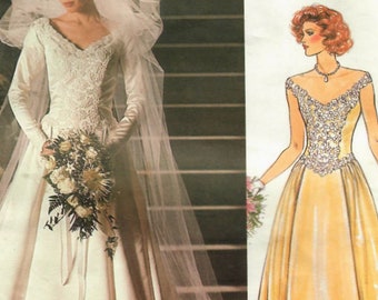 Vintage Vogue Bridal Original 2178 Misses 80's Wedding Gown