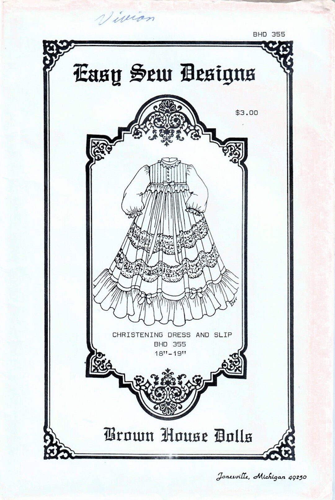 1980s Brown House Dolls 355 UNCUT Vintage Craft Pattern 18 to 19 Inch