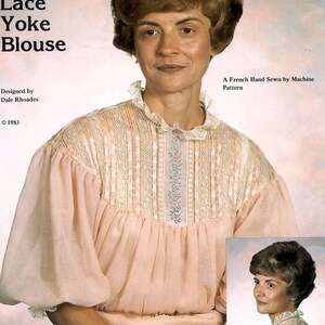 1980s Lace Yoked Blouse Sewing Pattern: Martha Pullen UNCUT Misses Size 6-18