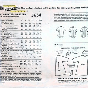 1960s Mccall's 5654 Vintage Sewing Pattern Button Front Robe, Tent Robe ...