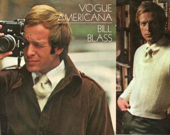 1970s Vogue 2917 Vintage Sewing Pattern Men Casual Jacket, Shirt, Sweater Vest, Necktie Designer Bill Blass Size 38