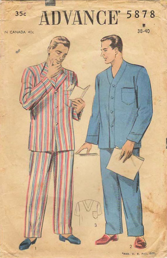 1950s mens pajamas best sale