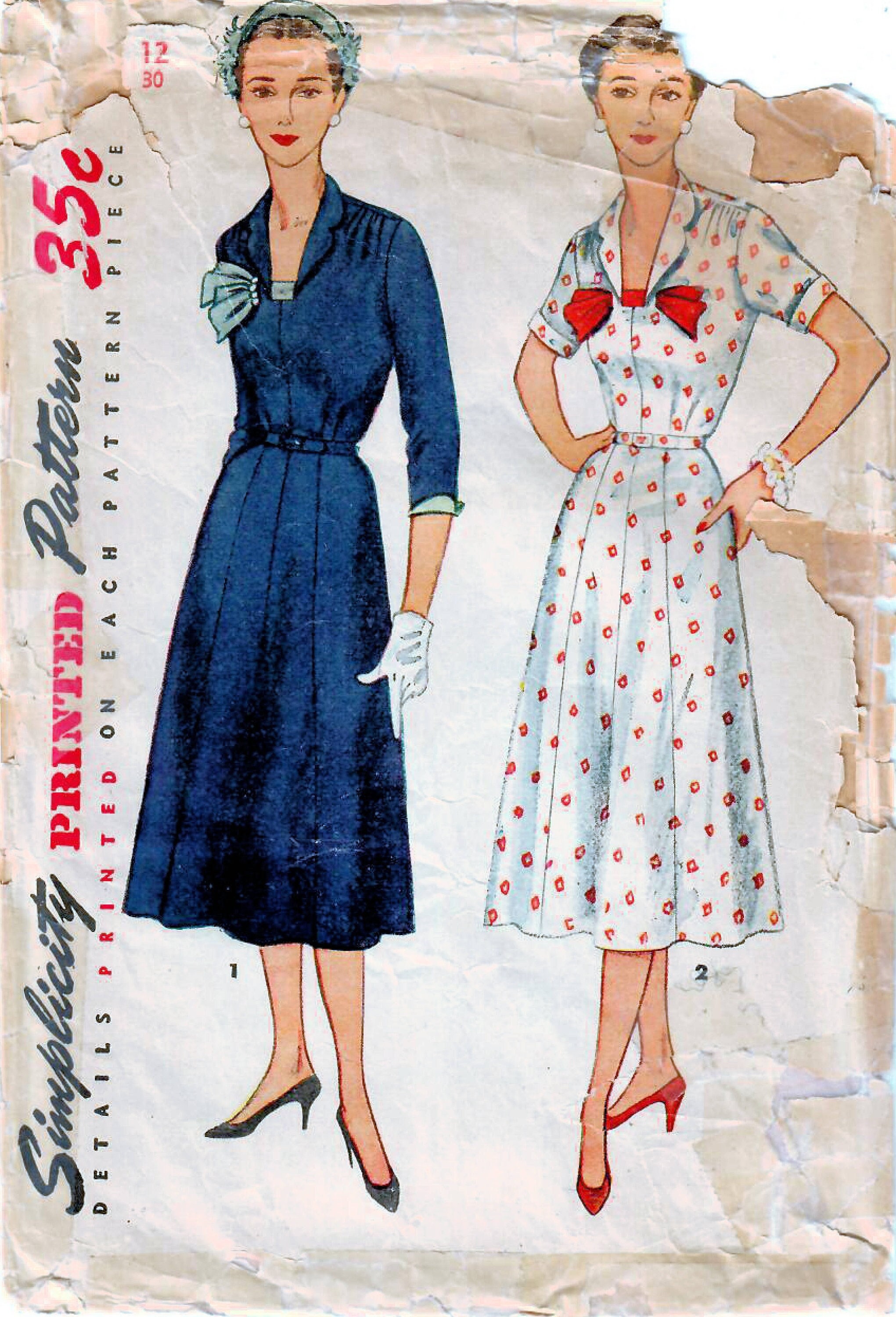 1950s Simplicity 4600 Vintage Sewing Pattern Misses One-piece