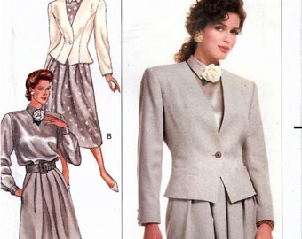 1980s Butterick 6707 UNCUT Vintage Sewing Pattern Designer Evan-Picone Misses Suit, Jacket, Blouse, Skirt Size 6-8-10 Bust 30-1/2 to 32-1/2