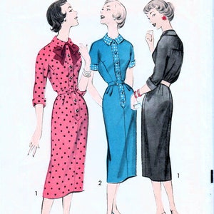 1950s Advance 8493 Vintage Sewing Pattern Slim Dress, Fitted Dress Teen Size 14 Bust 34