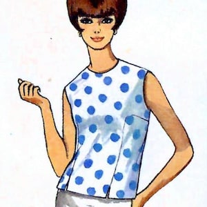 1960s Sleeveless Fitted Blouse Sewing Pattern: Simplicity 6316 Misses Size 14 Bust 34