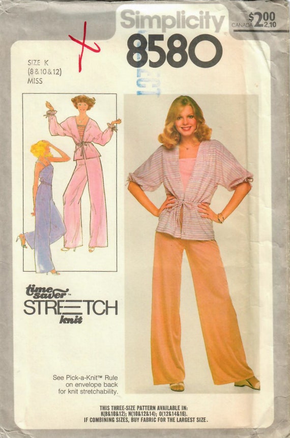 1970s Simplicity 8580 Vintage Sewing Pattern Misses Pullover Top