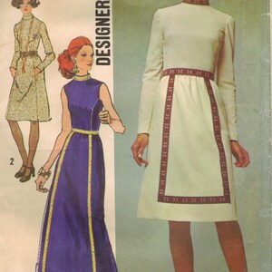 1970s Simplicity 9606 UNCUT Vintage Sewing Pattern Misses Designer Dress, Evening Dress Size 12 Bust 34 image 1