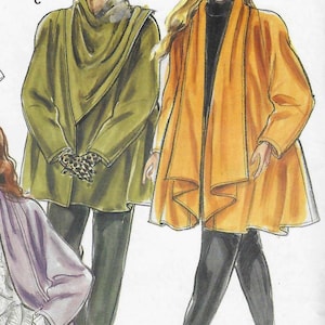 Patrón de costura para abrigo estilo swing de los años 90: Burda 5016, tallas para mujer 8-18, sin cortar.