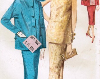 1950s Simplicity 1696 Vintage Sewing Pattern Misses Maternity Suit, Tailored Jacket, Pencil Skirt, Sleeveless Top Size 12 Bust 32