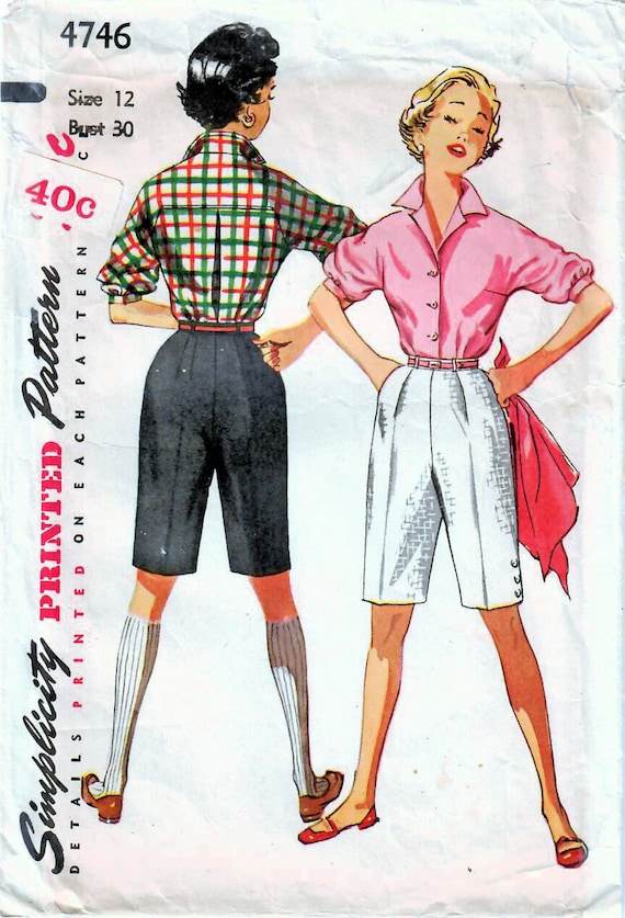 1960s Simplicity 4746 Vintage Sewing Pattern Misses Shirtwaist Blouse,  Bermuda Shorts, Walking Shorts Size 12 Bust 30 -  Sweden