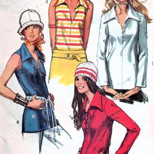 1970s Simplicity 9460 Vintage Sewing Pattern Misses Long Blouse, Sleeveless Blouse, Long Sleeve Blouse Size 12 Bust 34, Size 16 Bust 38