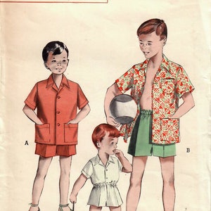 1950s Butterick 5775 UNCUT Vintage Sewing Pattern Boys Sports Shirt, Shorts, Boxer Shorts Size 2, Size 4, Size 12 image 5