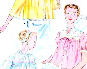 1950s Bed Jacket Sewing Pattern: Simplicity 4496 Size 14 Bust 32