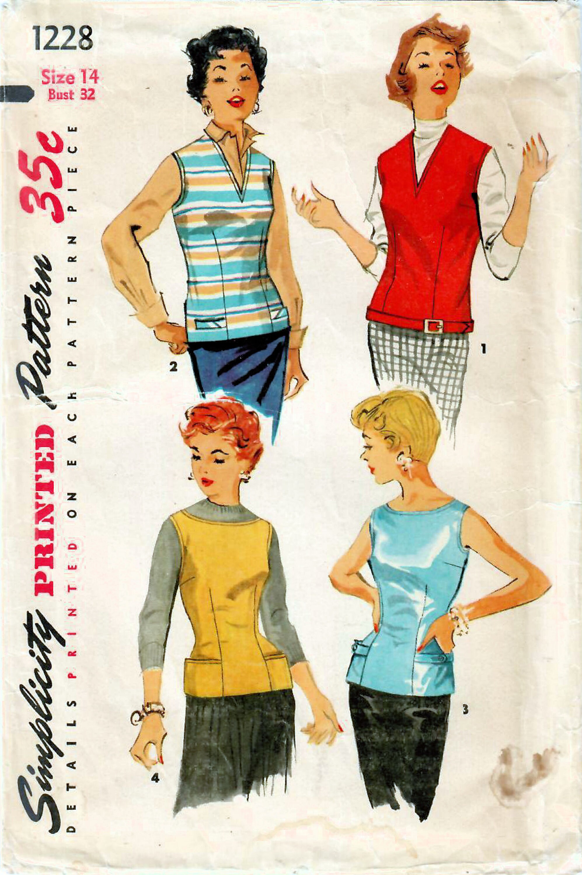 1950s Simplicity 1228 Vintage Sewing Pattern Misses Fitted