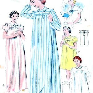 1950s Butterick 6315 Vintage Sewing Pattern Misses Nightgown, Shortie, Bed Jacket Size 14 Bust 32