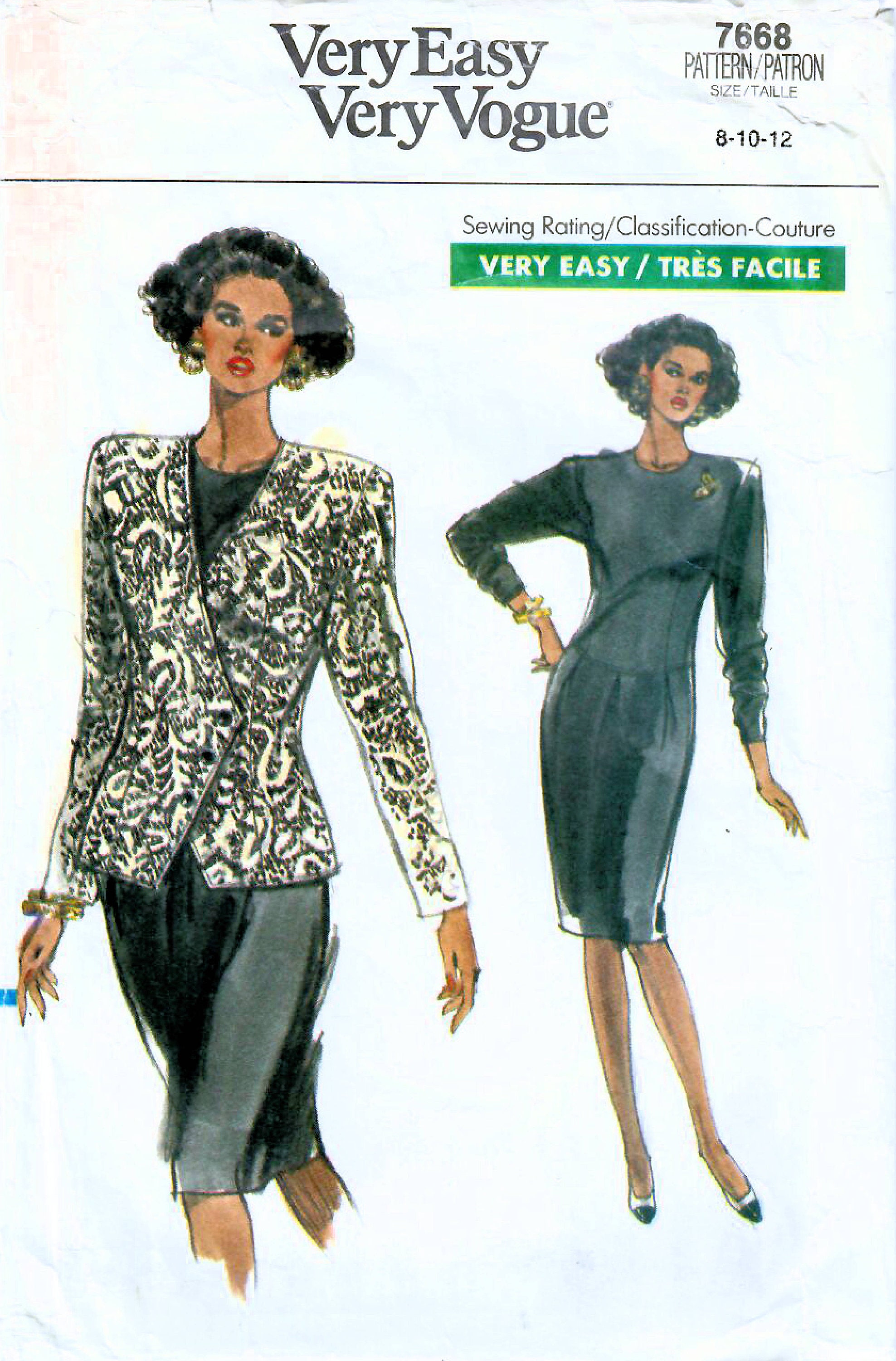 1980s Vogue 7668 Vintage Sewing Pattern Misses One Piece