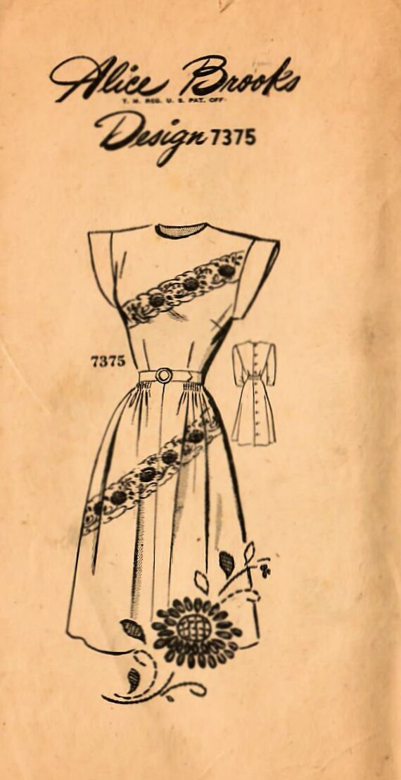 1940s Mail Order 7375 Vintage Sewing Pattern Junior Miss Dress, Embroidered  Dress, Size 11 Bust 29, Size 13 Bust 31 - Etsy