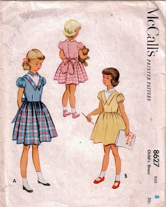 1950s Mccall's 8627 Vintage Sewing Pattern Girls Dress | Etsy
