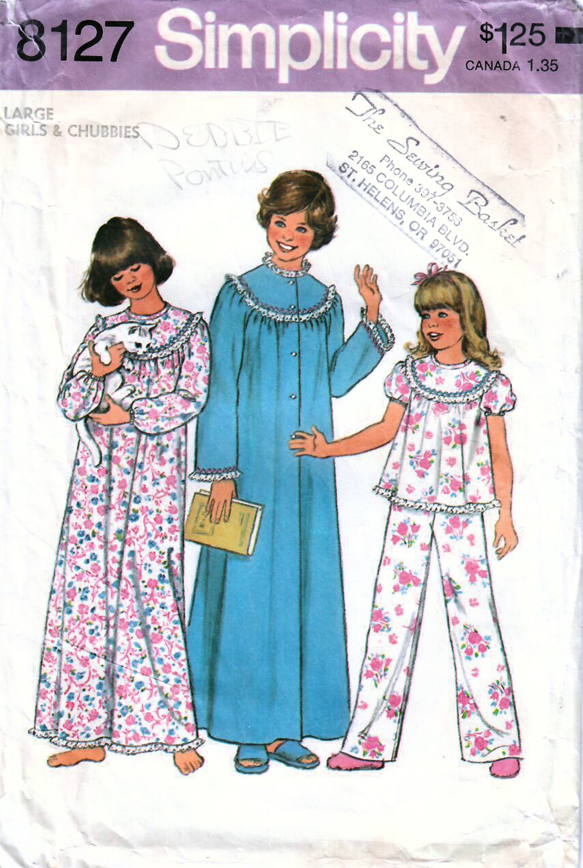 1970s Simplicity 8127 Vintage Sewing Pattern Long Nightgown
