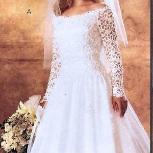 1990s Wedding Dress, Formal Gown Sewing Pattern: McCall's 7452 Misses Size 8-12