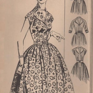 1950s Mail Order 3025 Vintage Sewing Pattern Misses Shirtwaist Dress, Full Skirt Dress Size 12 Bust 30 image 1