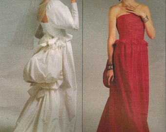 1980s Vogue 1801 Vintage Sewing Pattern Designer Original Bellville Sassoon Misses Formal Gown, Evening Gown Size 10 Bust 32-1/2