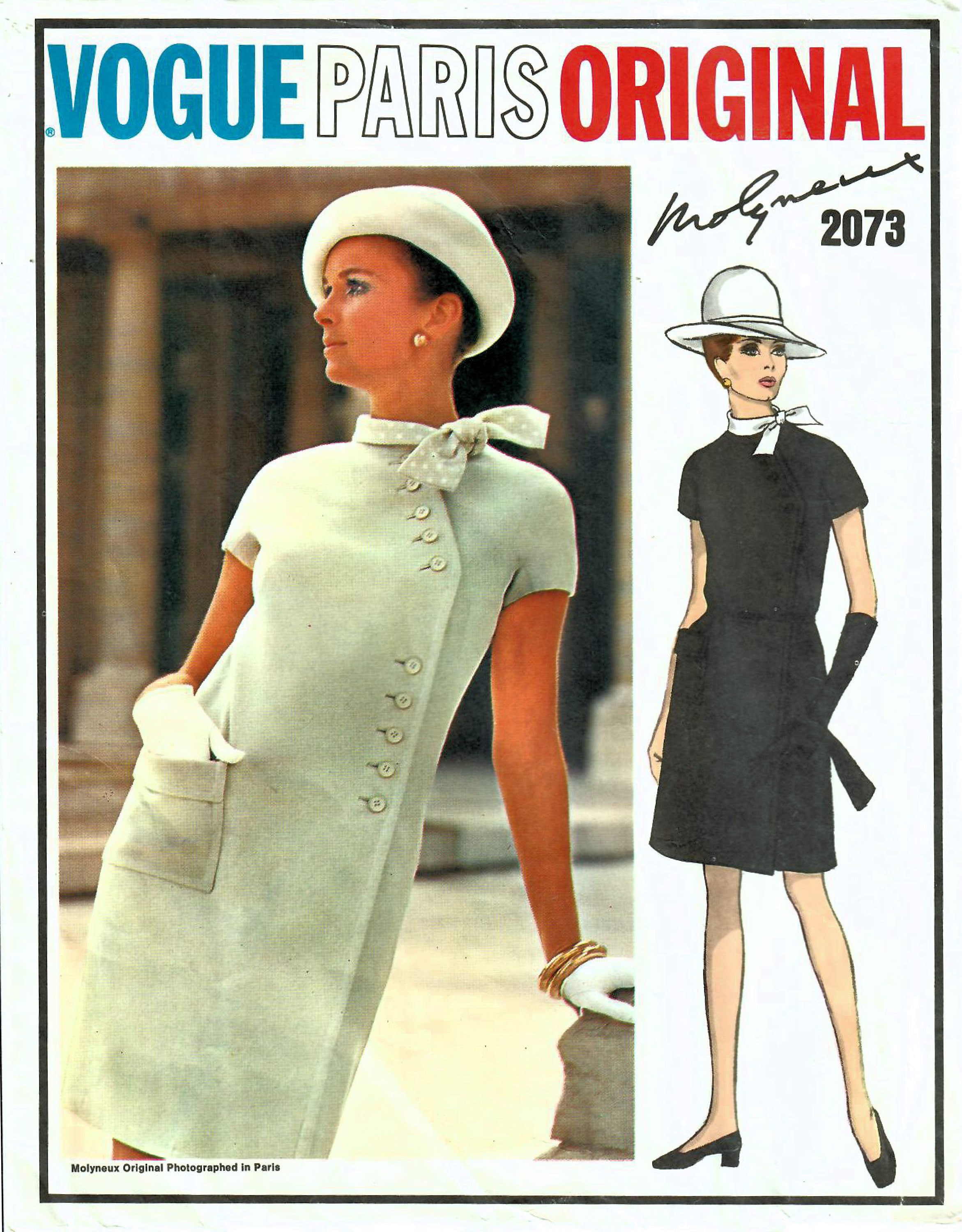 Patron De Couture Vogue Vintage 1973 - Robe Couture Motif B36", Vogue 2935 Par Molyneux - Neuf, Pièces Non Découpées
