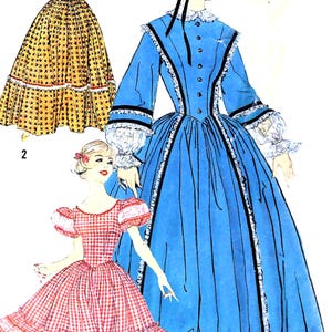 Patrón de costura para vestido de baile cuadrado, estilo colonial, fronterizo y de la pradera, de los años 60: Simplicity 3294, talla 10 para señoritas