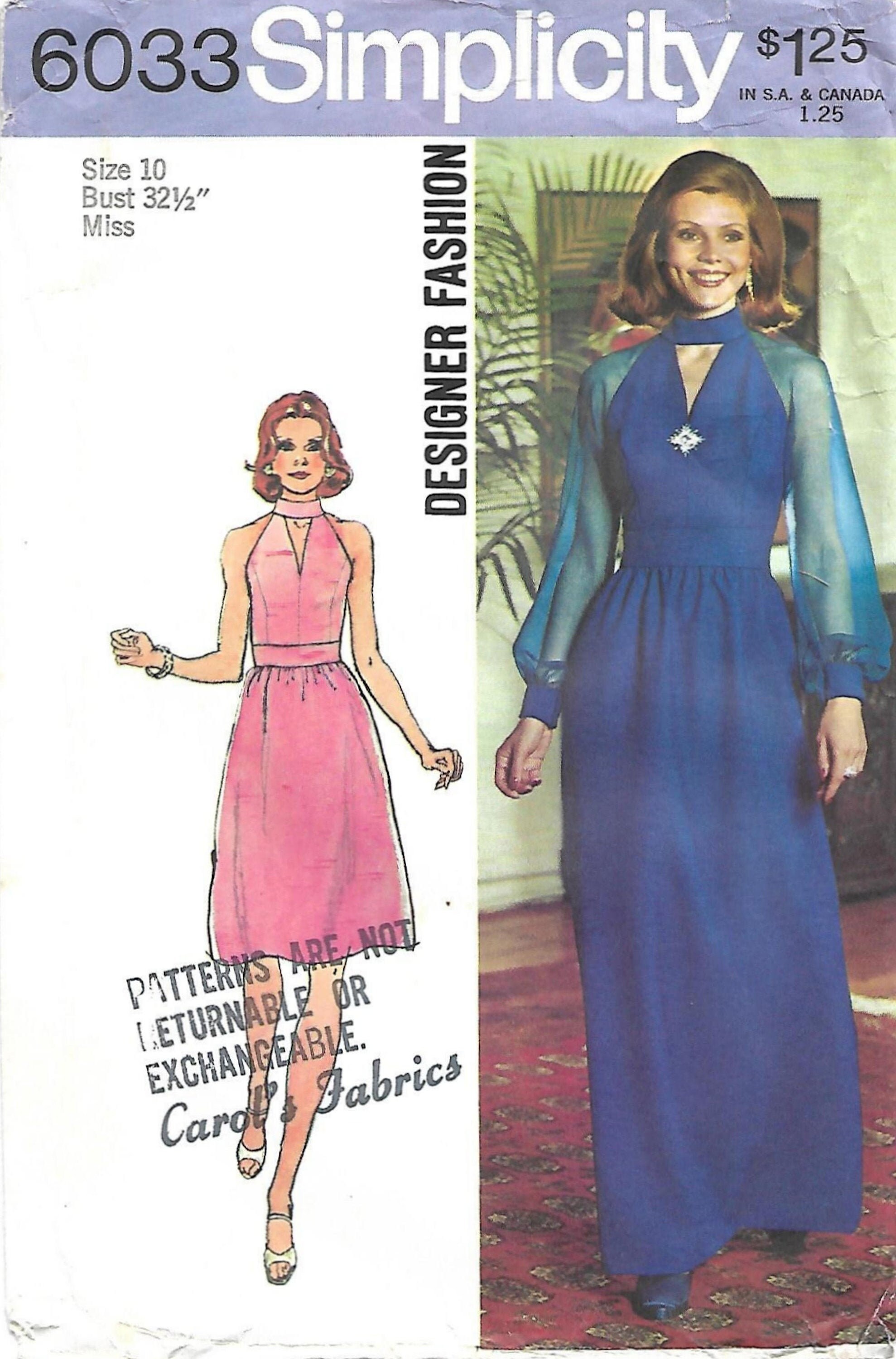セット販売 Women's Dress Patterns 1970s Simplicity 6033 Vintage Sewing Pattern Misses Evening Dress