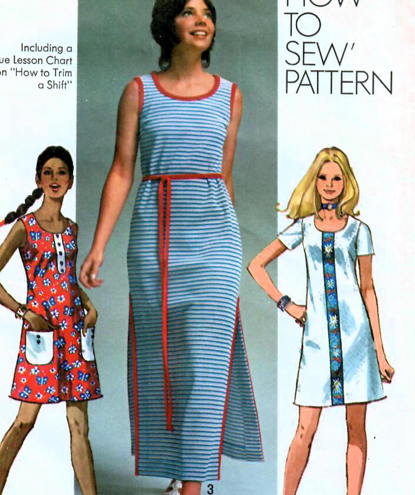 70's a line dress 1970s Simplicity 9234 UNCUT Vintage Sewing Pattern Misses A-line Dress,  Shift, Mini Dress, Maxi Dress Size 10 Bust 32-1/2