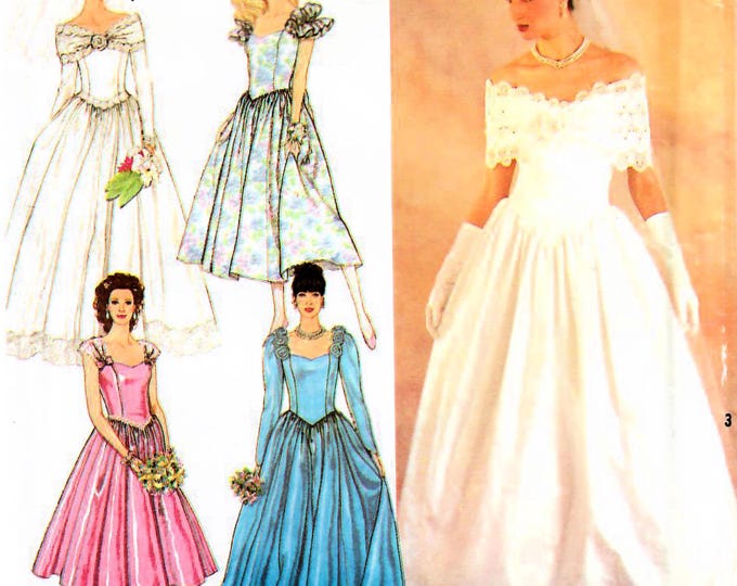 Simplicity 7055 1990s Simplicity 7055 UNCUT Vintage Sewing Pattern Misses Bridal Dress ...