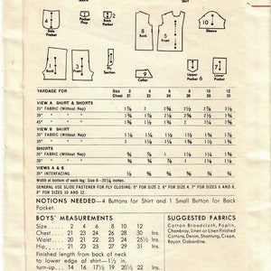 1950s Butterick 5775 UNCUT Vintage Sewing Pattern Boys Sports Shirt, Shorts, Boxer Shorts Size 2, Size 4, Size 12 image 4