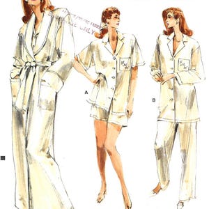 1980er Jahre Schlafanzug, Robe Schnittmuster: Vogue 7054 Damen Größe 14-16-18 ungeschnitten