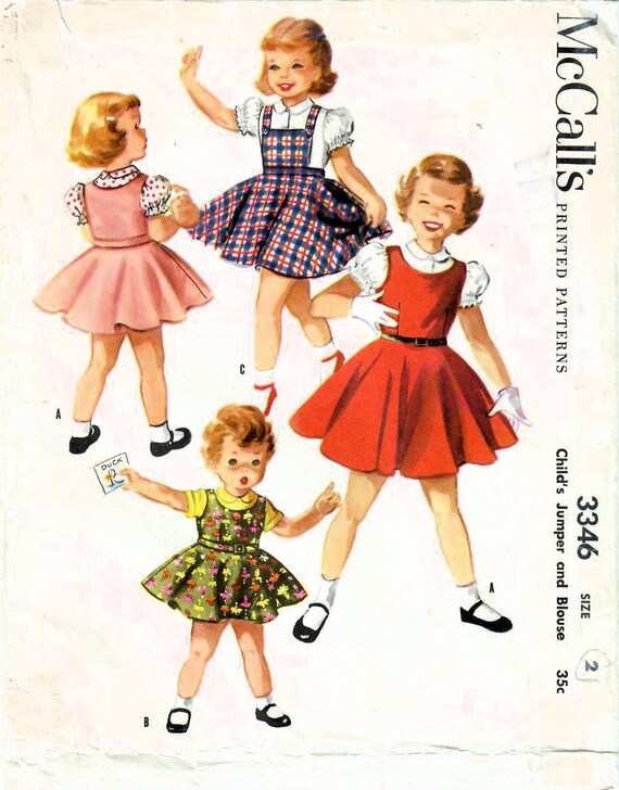 1950s Mccall's 3346 Vintage Sewing Pattern Girls Full - Etsy