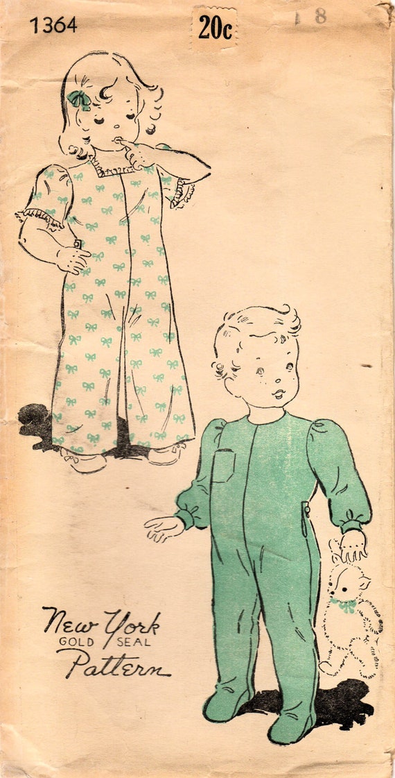 1930s New York 1364 Vintage Sewing Pattern Girls and Boys One