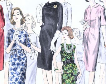 1960s Basic Slim Dress Sewing Pattern: Vogue 3010 Misses Size 14 Bust 34 UNCUT